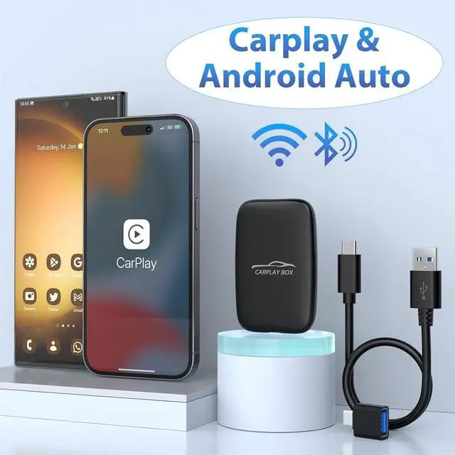 Alt view image 2 of 7 - Wireless Carplay Adapter 2025 Netflix YouTube Ai Box for iPhone & Android with Netflix YouTube TF Card Dongle Plug and Play Easy Setup Carplay Magic Video Box for iOS 10+ and Cars After 2015 Car