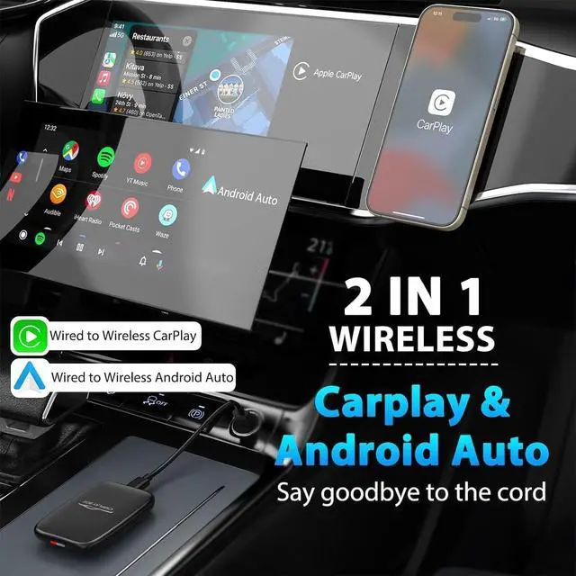 Alt view image 3 of 7 - Wireless Carplay Adapter 2025 Netflix YouTube Ai Box for iPhone & Android with Netflix YouTube TF Card Dongle Plug and Play Easy Setup Carplay Magic Video Box for iOS 10+ and Cars After 2015 Car