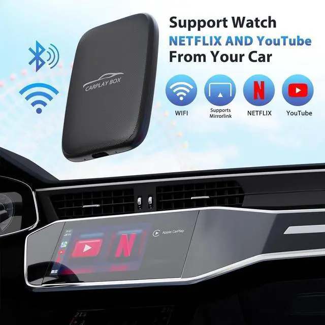 Alt view image 5 of 7 - Wireless Carplay Adapter 2025 Netflix YouTube Ai Box for iPhone & Android with Netflix YouTube TF Card Dongle Plug and Play Easy Setup Carplay Magic Video Box for iOS 10+ and Cars After 2015 Car