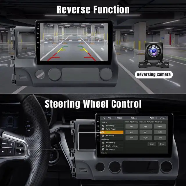 Alt view image 6 of 7 - Car Stereo Radio Support Wireless CarPlay & Android Auto for Honda Civic 2006 2007 2008 2009 2010 2011, 10.1 Inch Touch Screen Bluetooth Car Stereo with GPS Navigation WiFi Backup Camera