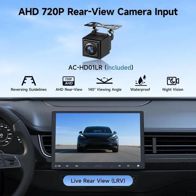 Alt view image 6 of 7 - A5L 10inch Android Double DIN &Single DIN Adaptive Car Stereo, Floating QLED Screen Radio with Wireless Carplay & Android Auto, WiFi/BT/USB Tethering, Backup Camera, HD LRV, 2G+32G, DSP/FM