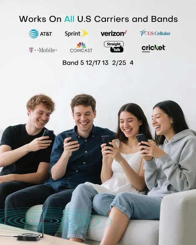 Alt view image 3 of 7 - 2025 Latest Cell Phone Booster for All U.S. Carriers, Boosts 5G 4G LTE 3G, Cell Phone Signal Booster for Home and Office, 72dB High Gain Antennas, Verizon, AT&T, T-Mobile, App Support FCC Approved