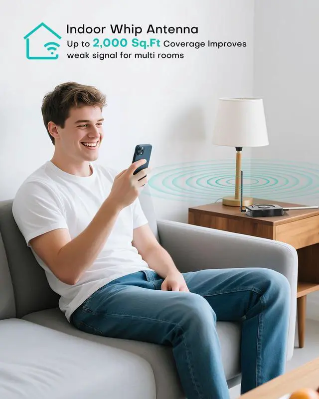 Alt view image 4 of 7 - 2025 Latest Cell Phone Booster for All U.S. Carriers, Boosts 5G 4G LTE 3G, Cell Phone Signal Booster for Home and Office, 72dB High Gain Antennas, Verizon, AT&T, T-Mobile, App Support FCC Approved