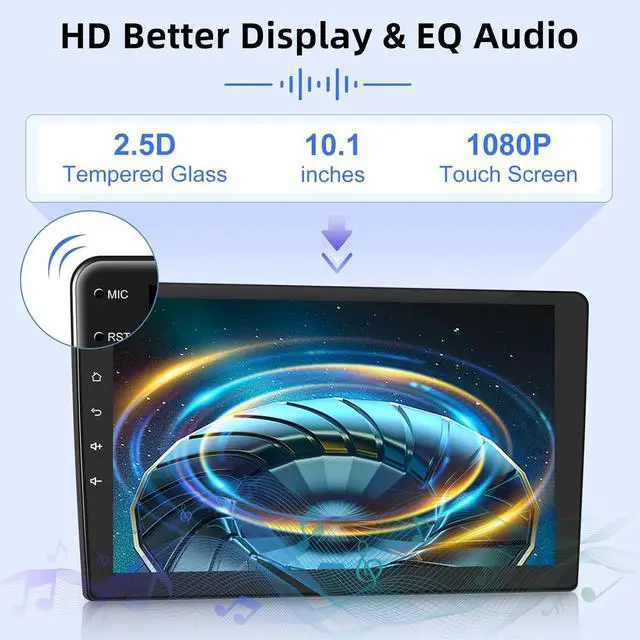 Alt view image 4 of 7 - 10.1 inch Android Double Din Car Stereo, [1G+32G] Touch Screen Android Radio with Wireless&Wired Mirror Link/1080P/EQ/WiFi/SWC/Bluetooth +Backup Camera+MIC