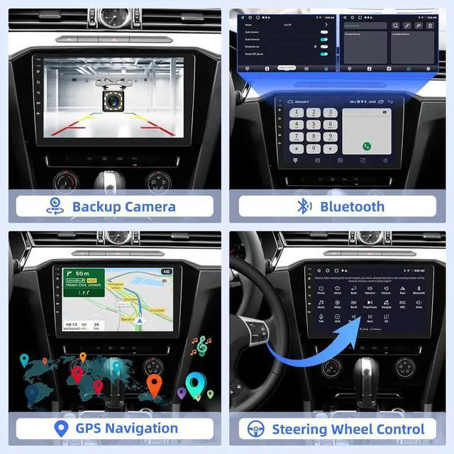 Alt view image 5 of 7 - 10.1 inch Android Double Din Car Stereo, [1G+32G] Touch Screen Android Radio with Wireless&Wired Mirror Link/1080P/EQ/WiFi/SWC/Bluetooth +Backup Camera+MIC