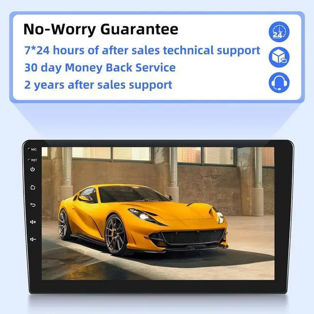 Alt view image 7 of 7 - 10.1 inch Android Double Din Car Stereo, [1G+32G] Touch Screen Android Radio with Wireless&Wired Mirror Link/1080P/EQ/WiFi/SWC/Bluetooth +Backup Camera+MIC