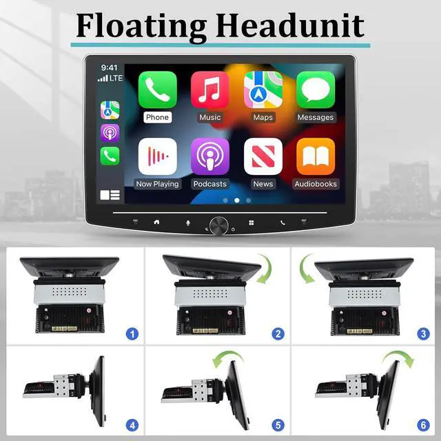 Alt view image 4 of 7 - [2+64G] Single Din Touchscreen Car Stereo with Wireless Apple Carplay and Android Auto - 10 inch Android Touch Screen Radio GPS WiFi HiFi Audio + AHD Backup Camera and Mic