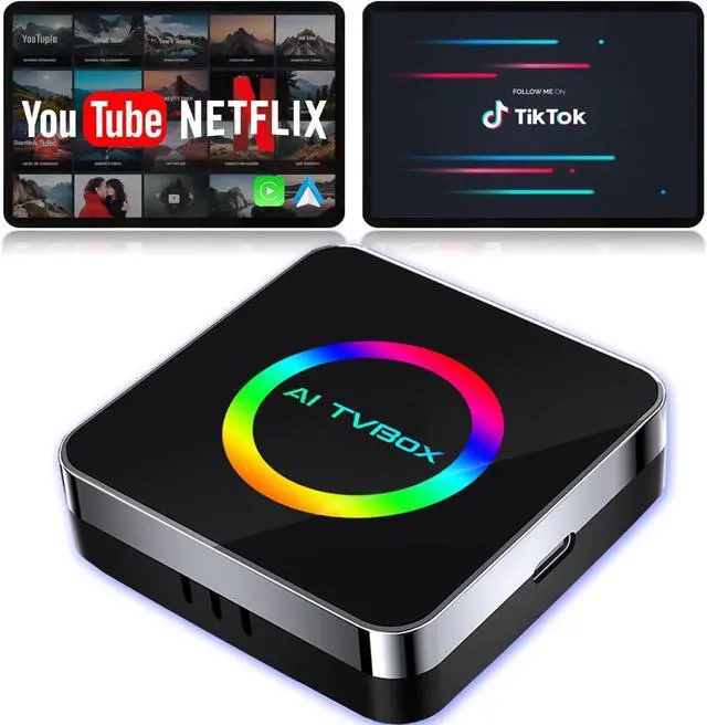 Main image of Wireless Carplay Adapter 2025 Netflix Ai Box for iPhone & Android Auto with Netflix YouTube Supports TF Card Dongle Plug and Play Easy Setup Carplay Video Box for iOS 10+ After 2015 Car