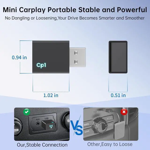 Alt view image 5 of 7 - Wireless CarPlay Adapter for iPhone,Mini USB Carplay Adapters Plug and Play Low Latency,Convert Wired to Wireless Apple CarPlay Adapter for Cars 2016+,Compatible iOS 10+,Bluetooth 5.X+Wi-Fi 5.8GHz