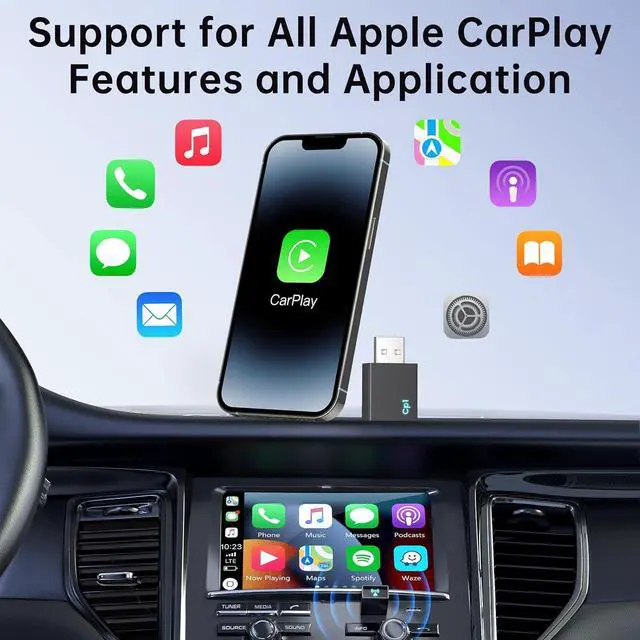 Alt view image 7 of 7 - Wireless CarPlay Adapter for iPhone,Mini USB Carplay Adapters Plug and Play Low Latency,Convert Wired to Wireless Apple CarPlay Adapter for Cars 2016+,Compatible iOS 10+,Bluetooth 5.X+Wi-Fi 5.8GHz