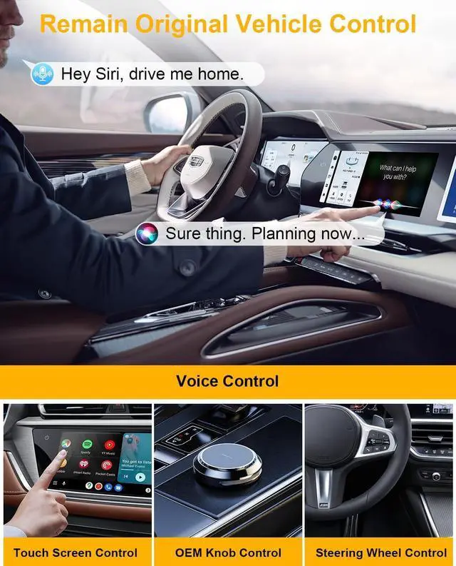 Alt view image 4 of 7 - 2025 Upgraded Wireless CarPlay Adapter Support Netflix/YouTube/TF Card, 5-in-1 Android Auto Wireless Adapter and Apple CarPlay Wireless, Magic Ai Box for Cars from 2016 & iPhone iOS10+