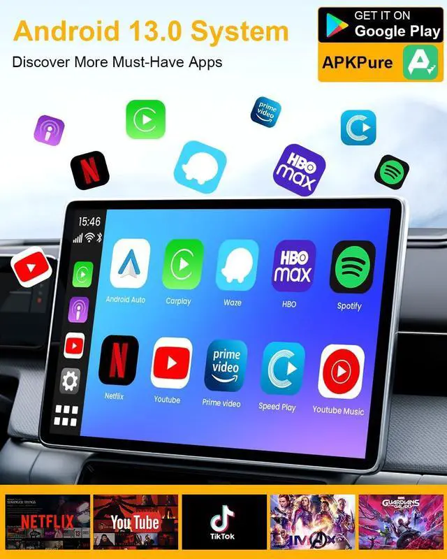 Alt view image 3 of 7 - 2025 Upgraded Wireless CarPlay Adapter Support Netflix/YouTube/TF Card, 5-in-1 Android Auto Wireless Adapter and Apple CarPlay Wireless, Magic Ai Box for Cars from 2016 & iPhone iOS10+