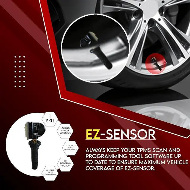 Alt view image 3 of 6 - Schrader 33500 EZ-Sensor (314.9 MHz, 315 MHz, and 433 MHz) Programmable Fixed Angle Valve Tire Pressure Monitoring Sensors (TPMS), Needs Programming Before Installation - (Pack of 4)