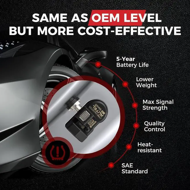 Alt view image 5 of 7 - TPMS Sensors Set of 4, MX Sensor 2 in 1 for Tire Pressure, 315MHz + 433MHz Press-in OE-Level (Rubber Stem) TPMS Sensor Programmed by TS408S TS508 TS508WF MP900TS MS906 PRO-TS Scanner