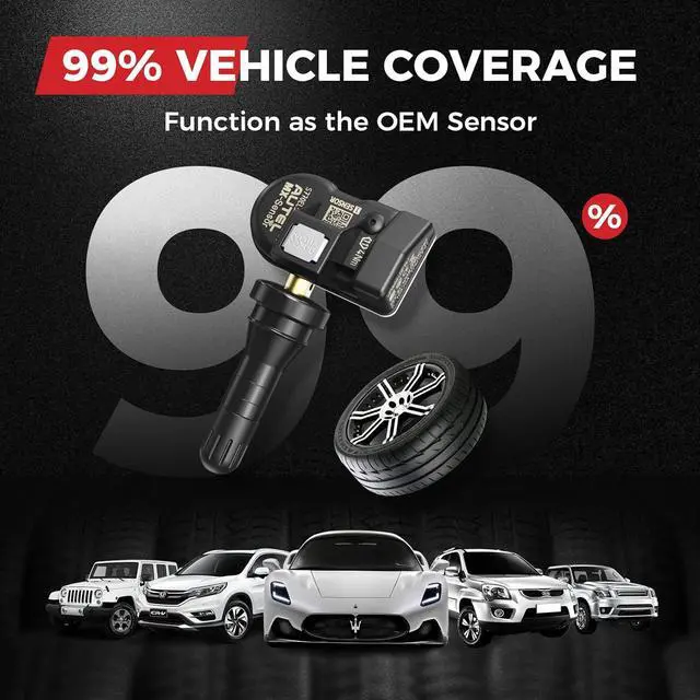 Alt view image 3 of 7 - TPMS Sensors Set of 4, MX Sensor 2 in 1 for Tire Pressure, 315MHz + 433MHz Press-in OE-Level (Rubber Stem) TPMS Sensor Programmed by TS408S TS508 TS508WF MP900TS MS906 PRO-TS Scanner