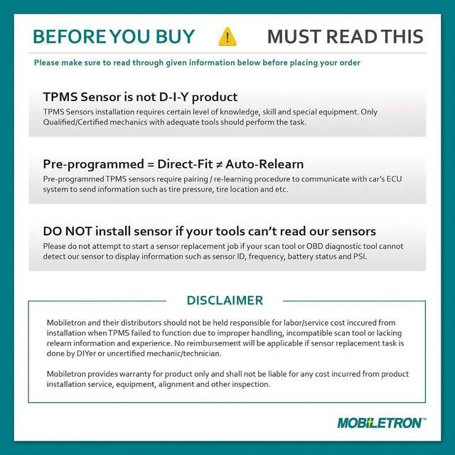 Alt view image 7 of 7 - MORESENSOR Compact PRO Series 315MHz TPMS Tire Pressure Sensor 4-Pack | Preprogrammed for Select 30+ Japanese Brand Models | Replacement for 06421-S3V-A04 | Clamp-in | KX-S015-4