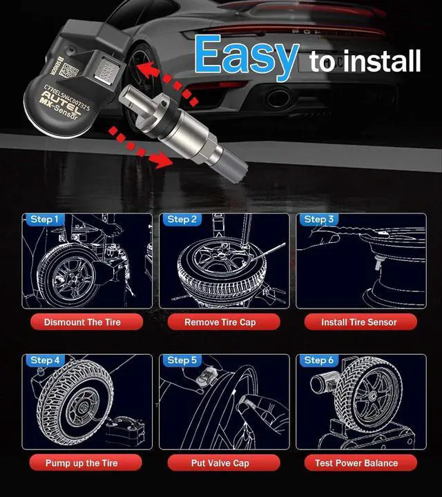 Alt view image 6 of 7 - TPMS Sensors Set of 4 Metal Stem MX Sensor 315MHz 433MHz Universal Tire Sensors Work with TPMS Programming Tool TS408S TS501 Pro TS508WF TS601 TS900 MK808TS MK900TS MS906PRO-TS ITS600 ITS600PRO