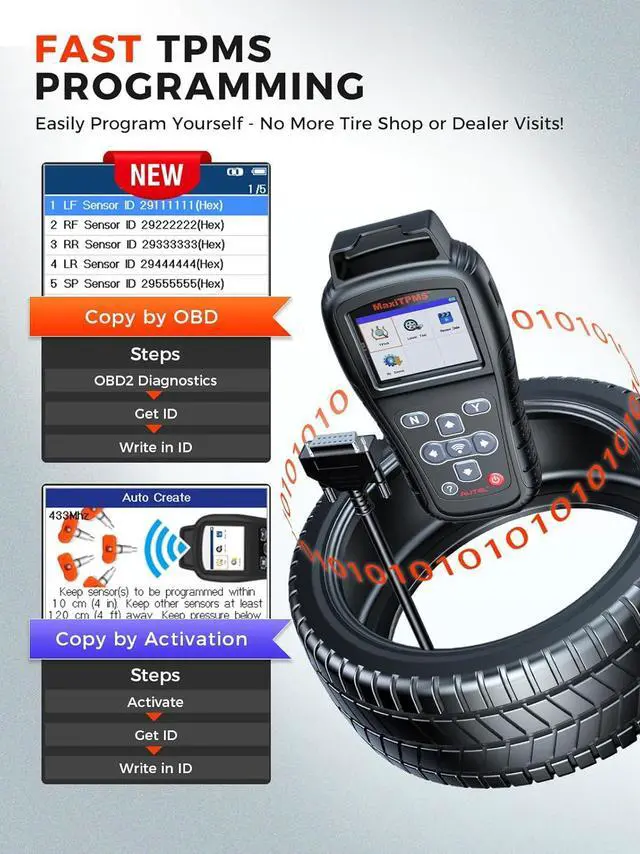 Alt view image 5 of 7 - MaxiTPMS TS408S, 2025 TPMS Relearn Tool Work as TS501 PRO TS508WIF MK808S-TS MP900TS, OBD II Programming for  MX-Sensor, OEM Sensor(315 433Mhz) Relearn, Activation, Reset, Read Clear DTCs