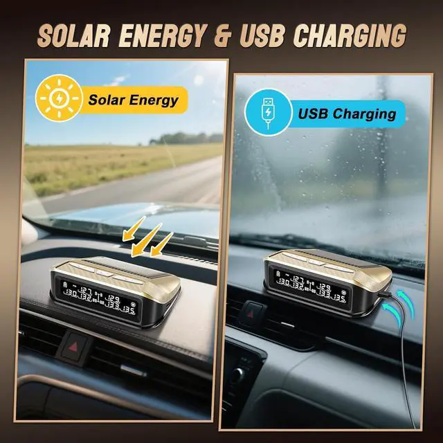 Alt view image 2 of 7 - RV Tire Pressure Monitoring System 6 sensors, 0-199PSI TPMS with Signal Booster,Solar Monitor for Truck,Trailer,Camper,5th Wheel,6 Alerts,Long Sensing Distance