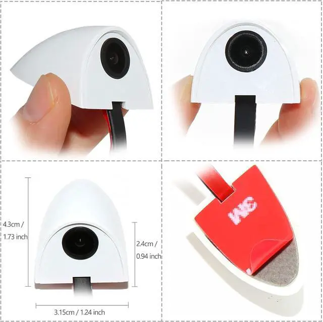 Alt view image 3 of 6 - 2PCs Car Door Blind Spot Side View Camera, Self-Adhesive Screw-Free, Mini Style, Support Upside Down Flip Image, 92° Angle Blindspot Camera for Pickup Trucks SUVs Vans RVs Trailers - White