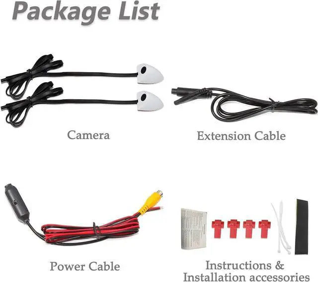 Alt view image 5 of 6 - 2PCs Car Door Blind Spot Side View Camera, Self-Adhesive Screw-Free, Mini Style, Support Upside Down Flip Image, 92° Angle Blindspot Camera for Pickup Trucks SUVs Vans RVs Trailers - White