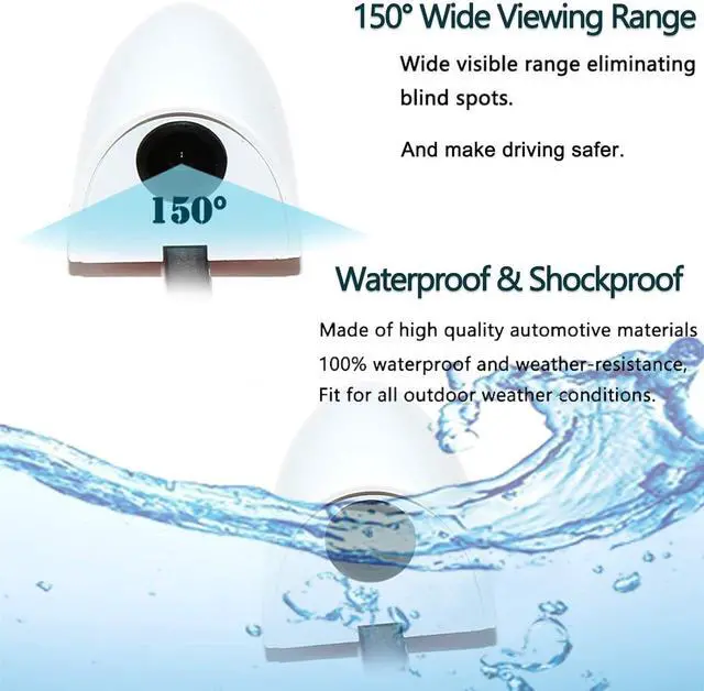 Alt view image 6 of 6 - 2PCs Car Door Blind Spot Side View Camera, Self-Adhesive Screw-Free, Mini Style, Support Upside Down Flip Image, 92° Angle Blindspot Camera for Pickup Trucks SUVs Vans RVs Trailers - White