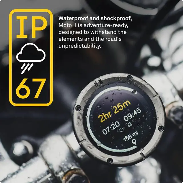 Alt view image 7 of 7 - Moto II - Next Gen Motorcycle GPS Tracker | Compact Design, Waterproof Build, Simple Display & 14-Hour Battery |Glove Friendly Motorcycle Sat Nav Perfect for Adventure & Daily Commutes (Metal)