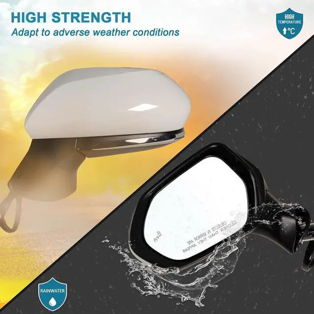 Alt view image 3 of 5 - Left Driver side Mirror Fits 2018-2024 Toyota Camry with Power Glass, Heated, Turn Signal, Blind Spot Detection and Manual Folding Match to White Replace 8794006840(7Pins)