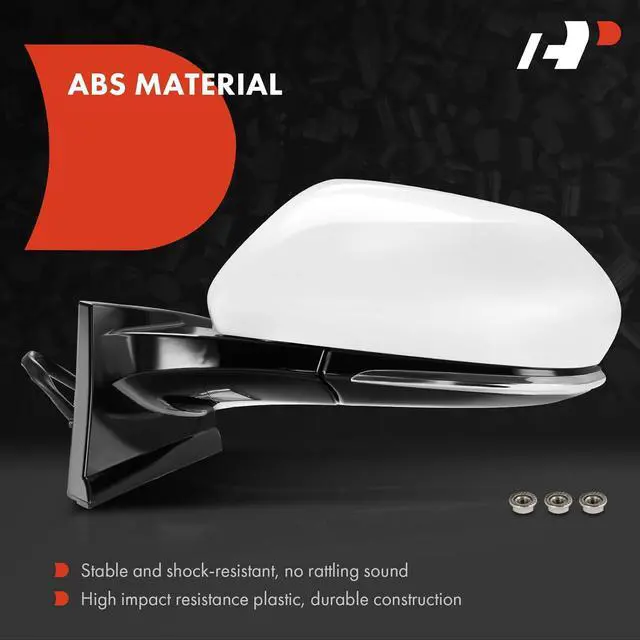 Alt view image 3 of 7 - Driver Side Power Door Mirror Compatible with Toyota Prius 2016-2022, Prius Prime 2017-2022, Prius AWD-e 2019-2022 - Heated Manual Folding with Blind Spot Detection White (Paint to Match)