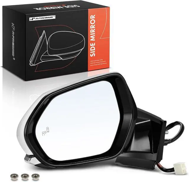 Main image of Driver Side Power Door Mirror Compatible with Toyota Prius 2016-2022, Prius Prime 2017-2022, Prius AWD-e 2019-2022 - Heated Manual Folding with Blind Spot Detection White (Paint to Match)