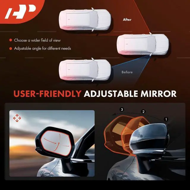 Alt view image 5 of 7 - Driver Side Power Door Mirror Compatible with Toyota Prius 2016-2022, Prius Prime 2017-2022, Prius AWD-e 2019-2022 - Heated Manual Folding with Blind Spot Detection White (Paint to Match)