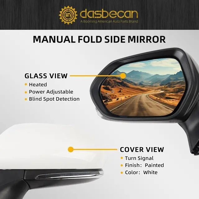 Alt view image 3 of 7 - Driver Side Mirror Compatible with Toyota Camry 2018-2024 with Heated Turn Signal Blind Spot Detection BSM Left Side View Door Mirror Assembly White Replaces# TO1320368 87940-06840 7Pins