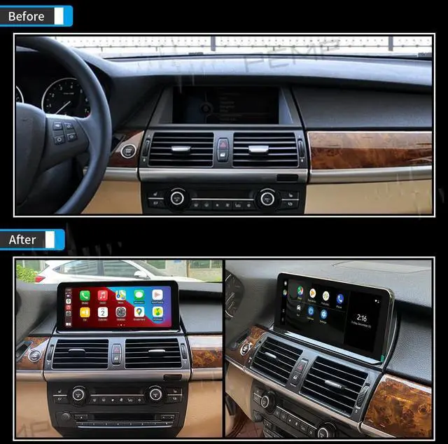 Alt view image 2 of 7 - Linux Vertical Screen E70 E71 Wired and Wireless CarPlay Retrofit Android Auto Mirror Link Car Screen for BMW X5 X6 CIC(2010-2012) with a 720P AHD Reverse Camera