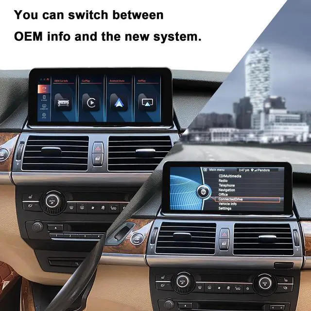 Alt view image 3 of 7 - Linux Vertical Screen E70 E71 Wired and Wireless CarPlay Retrofit Android Auto Mirror Link Car Screen for BMW X5 X6 CIC(2010-2012) with a 720P AHD Reverse Camera