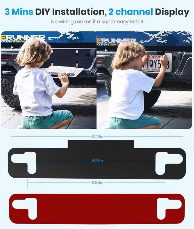 Alt view image 2 of 7 - Solar Wireless Backup Camera:5" HD 1080P Monitor,3 Mins DIY Installation & 5000 mAh Battery Powered Solar Back Up Camera Systems, IP69K Waterproof Reverse Camera for Car, Van, Truck, Trailer