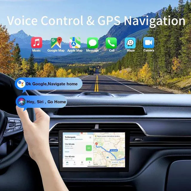Alt view image 3 of 7 - Wireless Double Din Car Stereo with 9" HD Touchscreen | CarPlay & Android Auto | Backup Camera | Bluetooth GPS Navigation | FM/AM | All Vehicles
