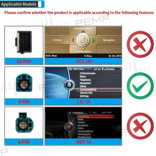Alt view image 5 of 7 - Linux Vertical Screen E70 E71 Wired and Wireless CarPlay Retrofit Android Auto Mirror Link Car Screen for BMW X5 X6 CIC(2010-2012) with a 720P AHD Reverse Camera