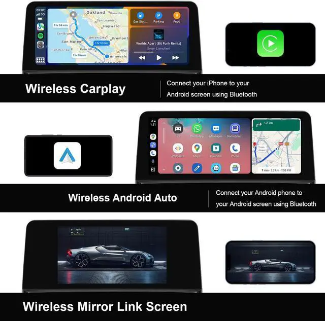 Alt view image 4 of 7 - Linux Vertical Screen E70 E71 Wired and Wireless CarPlay Retrofit Android Auto Mirror Link Car Screen for BMW X5 X6 CIC(2010-2012) with a 720P AHD Reverse Camera