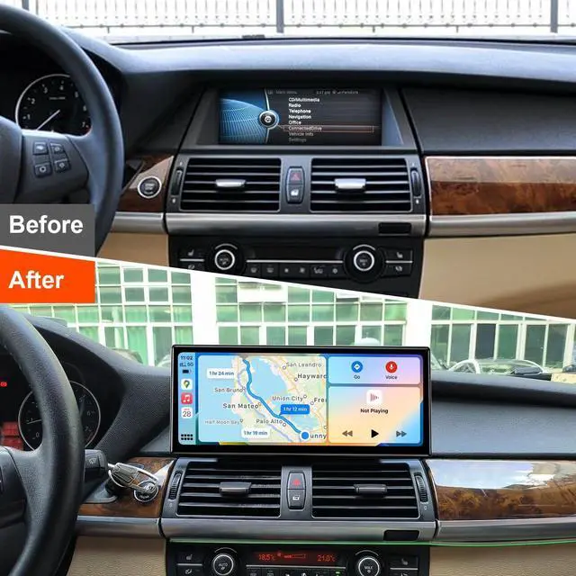 Alt view image 2 of 6 - Linux 12.3" Ultra-Thin Screen E70 E71 Wired and Wireless CarPlay Retrofit Android Auto, 1920 x 720 Display Mirror Link Car Radio Bluetooth Video Player Screen for BMW X5 X6 CIC(2010-2012)
