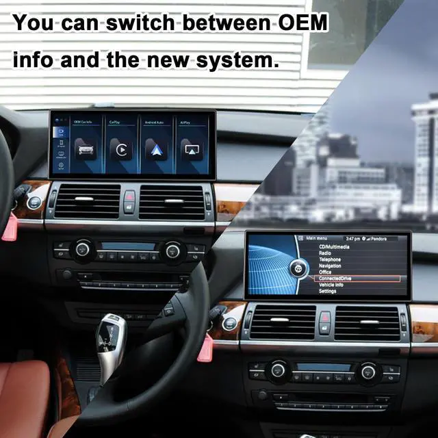 Alt view image 4 of 6 - Linux 12.3" Ultra-Thin Screen E70 E71 Wired and Wireless CarPlay Retrofit Android Auto, 1920 x 720 Display Mirror Link Car Radio Bluetooth Video Player Screen for BMW X5 X6 CIC(2010-2012)