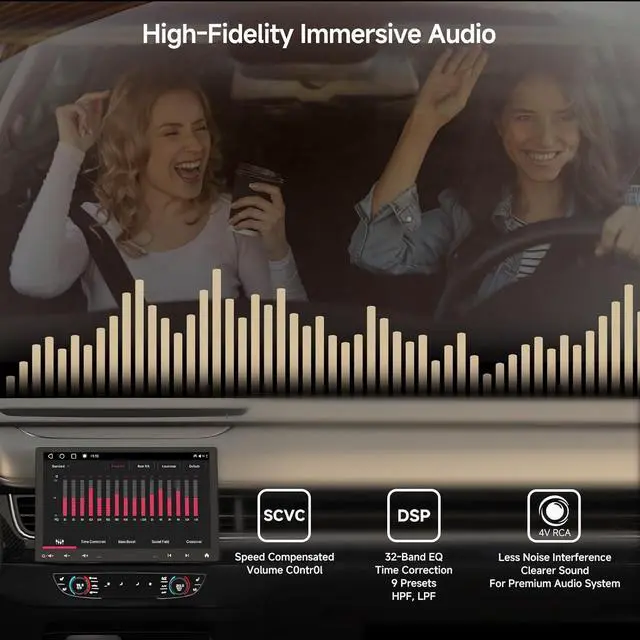 Alt view image 6 of 7 - [10" QLED]  Android Double-DIN & Single-DIN Adaptive Car Stereo with Floating Screen, 4G LTE, Wi-Fi/BT/USB, Wireless CarPlay&Android Auto, AI-Chat, 4G+32G, DSP/SCVC/LRV, Backup Camera