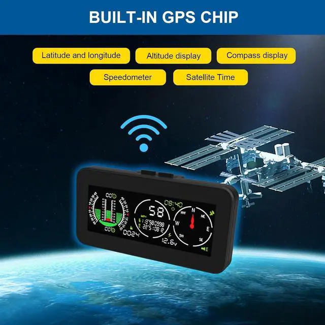 Alt view image 4 of 6 - Car Inclinometer for Off-Road Driving, GPS Speedometer MPH KMH with Compass, Multi-Functional Digital HUD Dashboard Slope Meter, Upgrade Vehicle Level Tilt Gauge