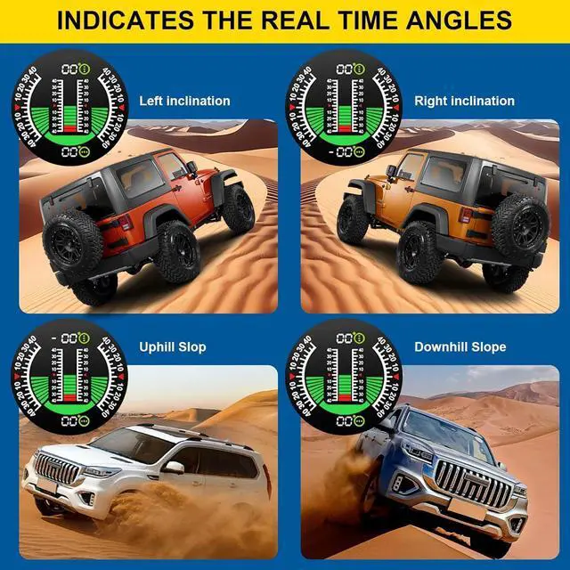 Alt view image 3 of 6 - Car Inclinometer for Off-Road Driving, GPS Speedometer MPH KMH with Compass, Multi-Functional Digital HUD Dashboard Slope Meter, Upgrade Vehicle Level Tilt Gauge
