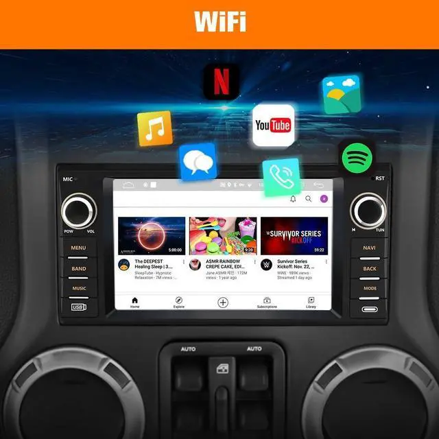 Alt view image 4 of 7 - [2GB+32GB] Android Car Stereo for Jeep Wrangler JK 2007-2018 Compass Liberty Dodge Ram 1500 2500 3500 Touchscreen Carplay Radio, for Jeep Car Radio with WiFi GPS AM FM Camera