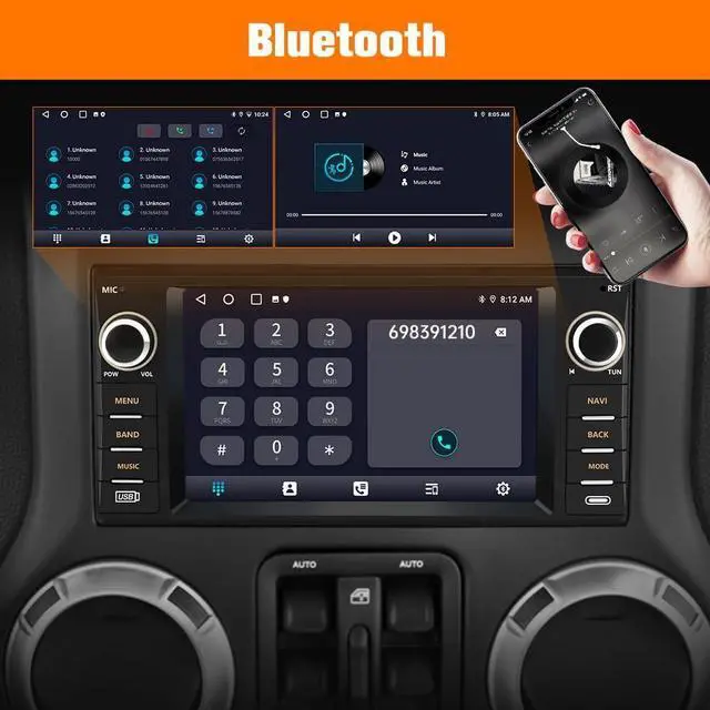 Alt view image 5 of 7 - [2GB+32GB] Android Car Stereo for Jeep Wrangler JK 2007-2018 Compass Liberty Dodge Ram 1500 2500 3500 Touchscreen Carplay Radio, for Jeep Car Radio with WiFi GPS AM FM Camera