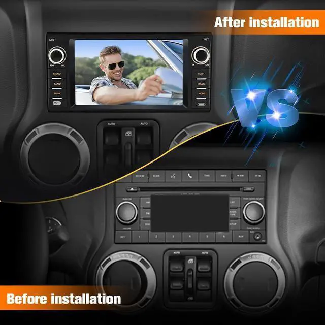 Alt view image 2 of 7 - [2GB+32GB] Android Car Stereo for Jeep Wrangler JK 2007-2018 Compass Liberty Dodge Ram 1500 2500 3500 Touchscreen Carplay Radio, for Jeep Car Radio with WiFi GPS AM FM Camera