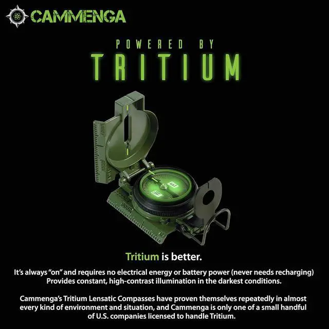 Alt view image 3 of 7 - Official US Military Tritium Lensatic Compass, Accurate Waterproof Hand Held Compasses with Pouch for Hiking Camping Navigation Survival Backpacking Orienteering