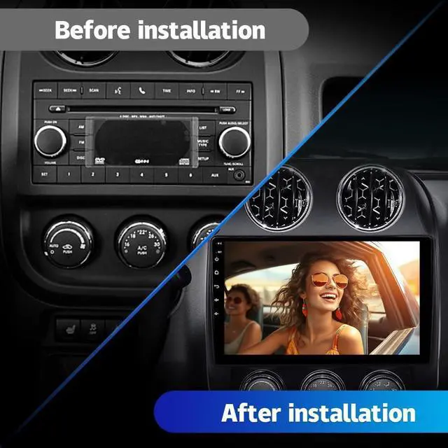Alt view image 2 of 7 - [2G+32G] Android 13 Car Radio Stereo for Jeep Patriot Compass 2010-2016 10.1 Touch Screen with Wireless CarPlay Android Auto/SWC/Bluetooth/WiFi + AHD Backup Camera
