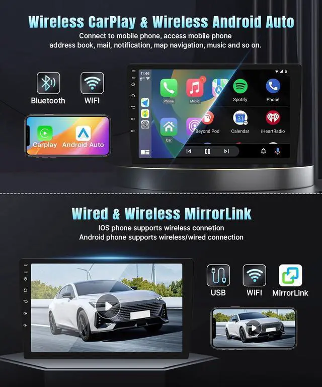 Alt view image 3 of 6 - Android Car Radio Stereo for Jeep Wrangler JK Compass Grand Cherokee Dodge Ram 1500 with CarPlay Android Auto, 2+32G Touchscreen Car Radio Bluetooth/in Dash GPS Navigation/WiFi/SWC/Camera