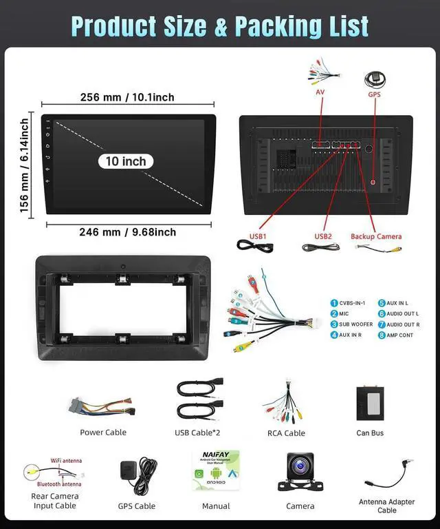 Alt view image 6 of 6 - Android Car Radio Stereo for Jeep Wrangler JK Compass Grand Cherokee Dodge Ram 1500 with CarPlay Android Auto, 2+32G Touchscreen Car Radio Bluetooth/in Dash GPS Navigation/WiFi/SWC/Camera
